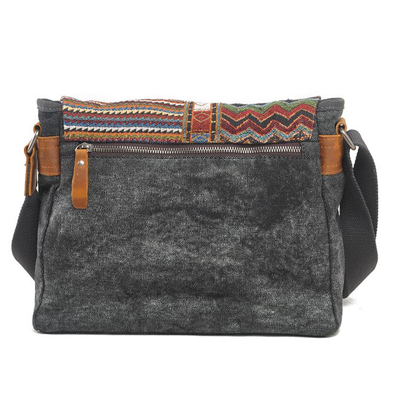 Men's Retro Ethnic Pattern Canvas Shoulder Bag 74282452Y