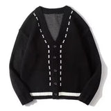 Men's V-neck Simple Loose Knitted Cardigan 66662087X