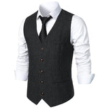 Men's Vintage V Neck Single Breasted Suit Vest 91402024Z