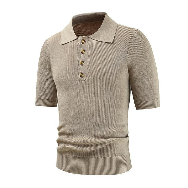 Men's Short-sleeved Solid Color Lapel Knitted POLO Shirt 81719331X