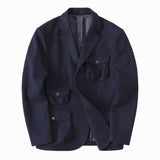 Men'S Vintage Solid Color Woolen Lapel Multi-Pocket Jacket 43173780Y