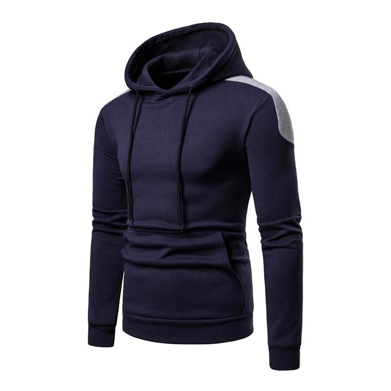 Men's Casual Color Block Kangaroo Pocket Pullover Hoodie 85638632M