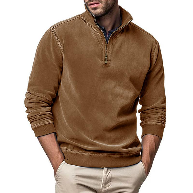 Men's solid color zipper stand collar sweatshirt 05907732U