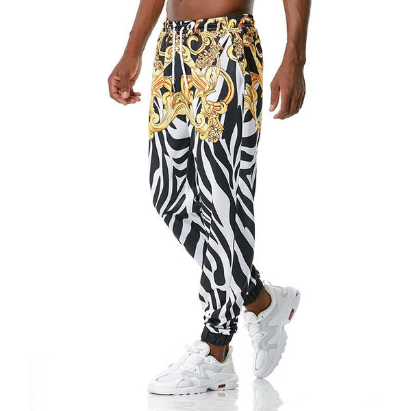 Men's Retro Palace Style Printed Casual Drawstring Trousers 95468716TO