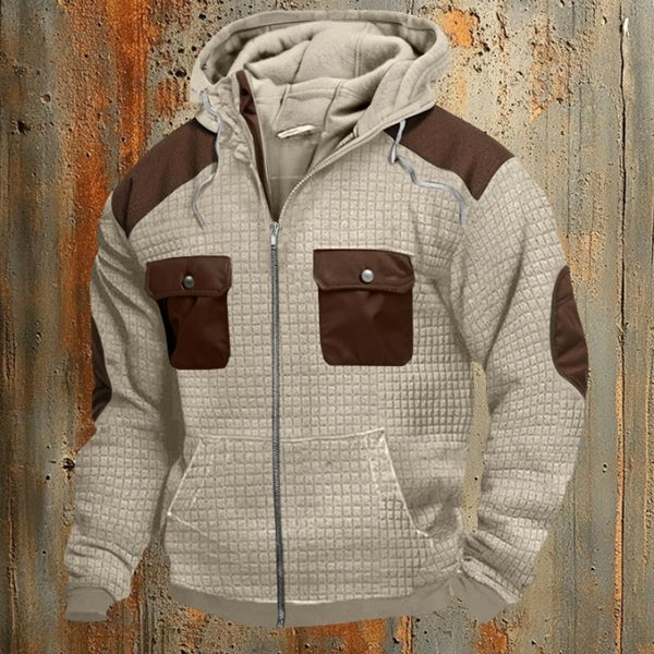 Men's Retro Colorblock Check Hooded Jacket 81060727X