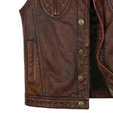 Men's Vintage Distressed Leather Vest 43660088U