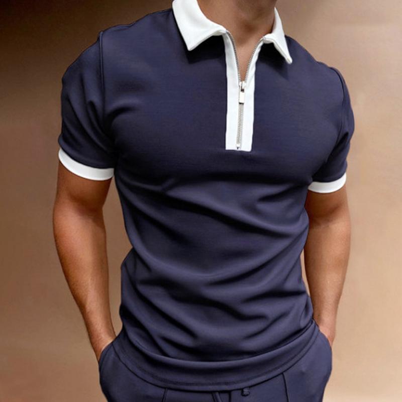 Men's Slim Fit Zip-up Lapel Polo Shirt 74130620U