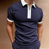 Men's Slim Fit Zip-up Lapel Polo Shirt 74130620U