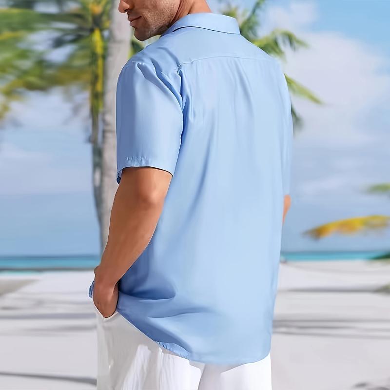 Men's Casual Printed Lapel Short Sleeve Shirt 01858995Y