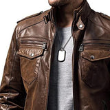 Men's Vintage Multi-Pocket Leather Jacket 98678312U