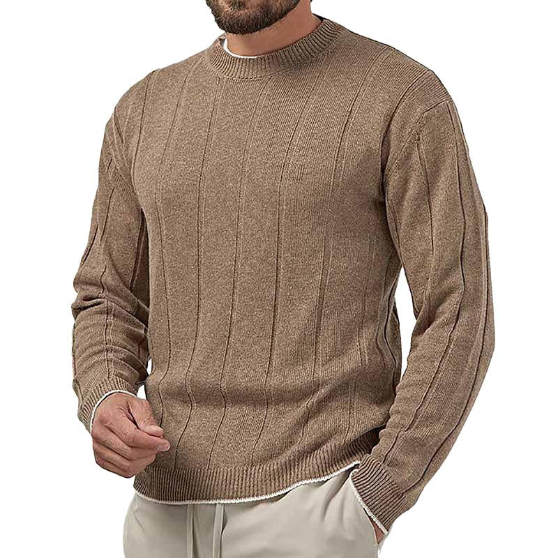 Men's Casual Solid Color Round Neck Long Sleeve Sweater 95732110Y