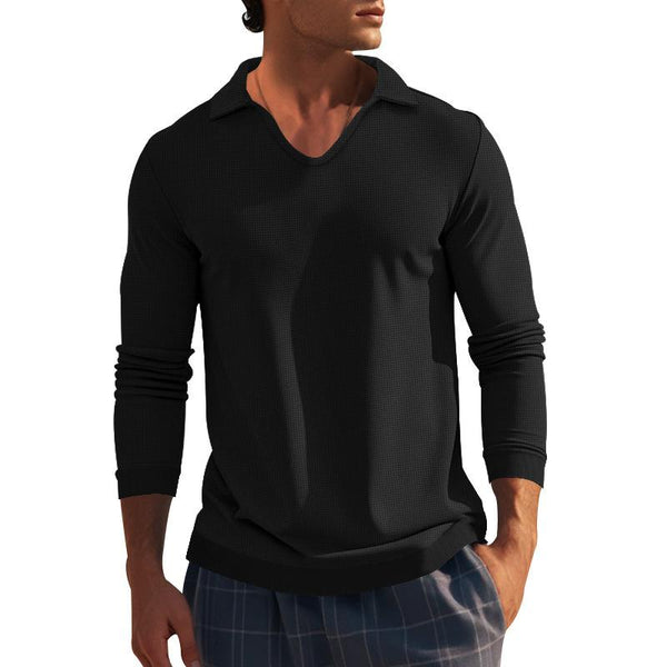 Men's Waffle Long Sleeve Lapel Sweatshirt 79915576X