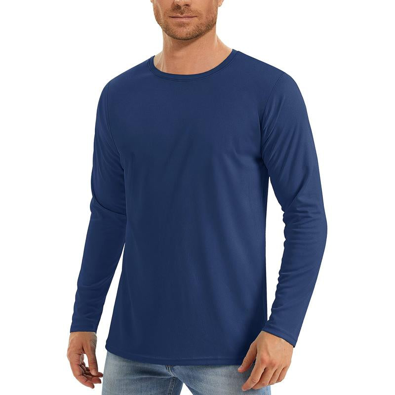 Men's Solid Color Quick-drying Sports Round Neck Long-sleeved T-shirt 49845940X