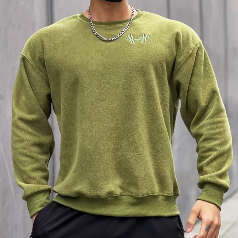 Men's Thick Velvet Round Neck Loose Sweatshirt 09996239U