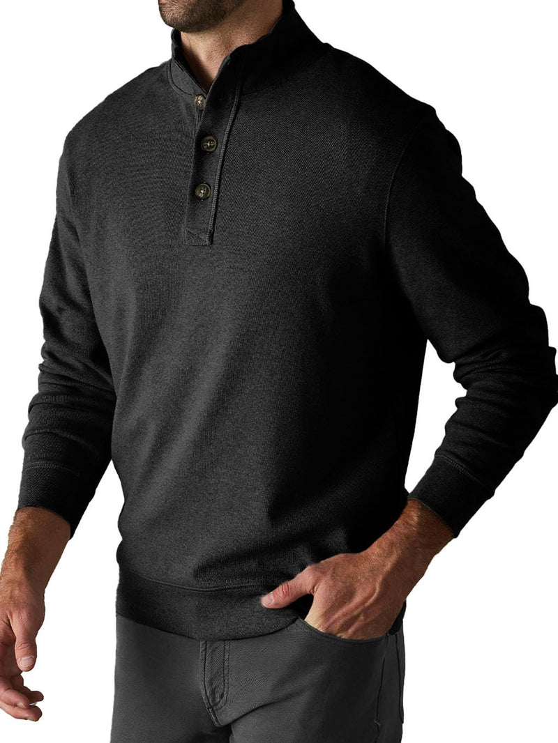 Men's Casual Solid Color Button Turtleneck Long Sleeve Sweatshirt 45488139Y