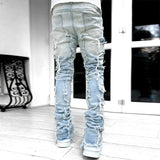Men's Stylish Tassel Patch Straight Leg Jeans 03326504M