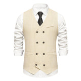 Men's Vintage V Neck Double Breasted Suit Vest (Shirt and Tie Excluded) 56863850M
