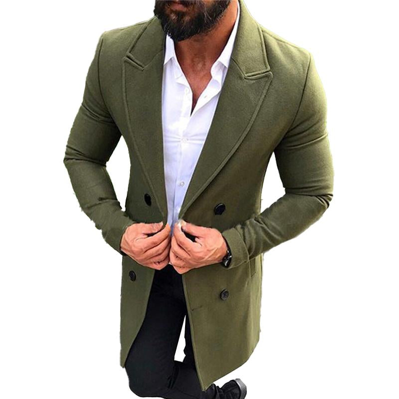 Men's Solid Color Double Breasted Trench Coat 18880985X