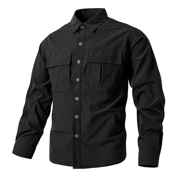 Men's Quick-drying Stretch Outdoor Multi-pocket Long-sleeved Shirt 68325995X