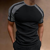 Men's Casual Striped Colorblock Short Sleeve T-Shirt 27835393TO