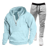 Men's Hooded Casual Sweatshirt and Sweatpants Two-piece Set 87615343X