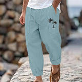 Men's Coconut Print Breathable Cotton And Linen Loose Casual Pants 23573580Z