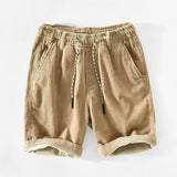 Men's Solid Color Loose Straight Corduroy Casual Shorts 32674281Z