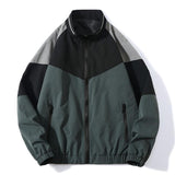 Men's Stylish Stand Collar Colorblock Patchwork Zipper Loose Jacket 98654052M