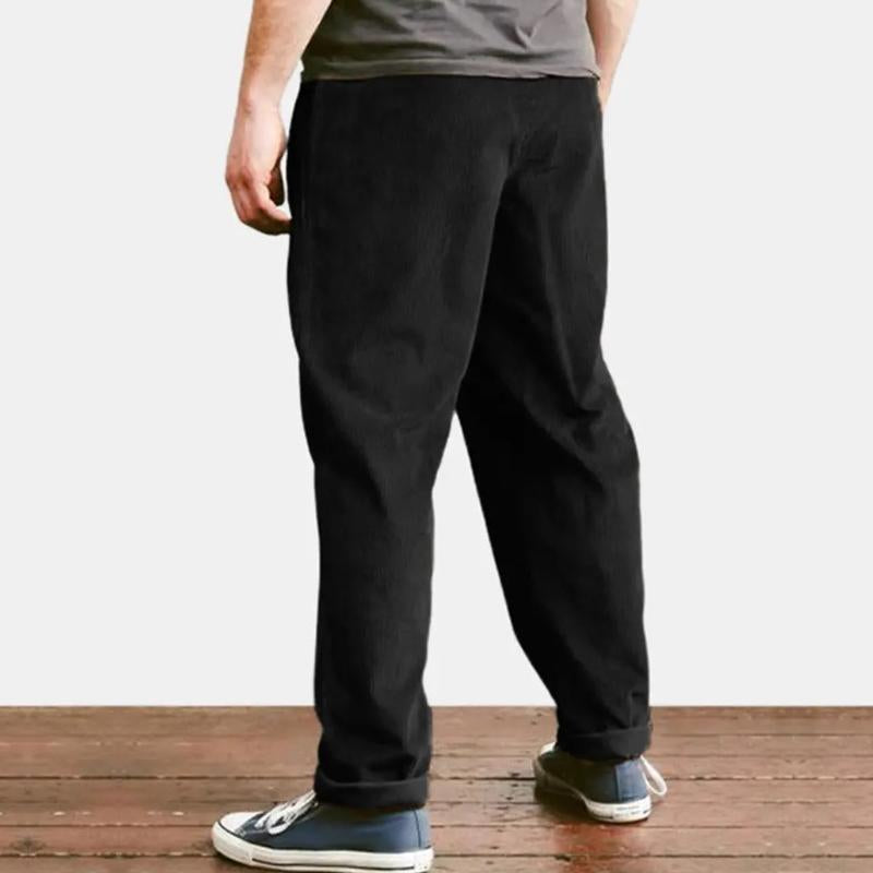 Men's Casual Vintage Solid Color Corduroy Trousers 95180563Y