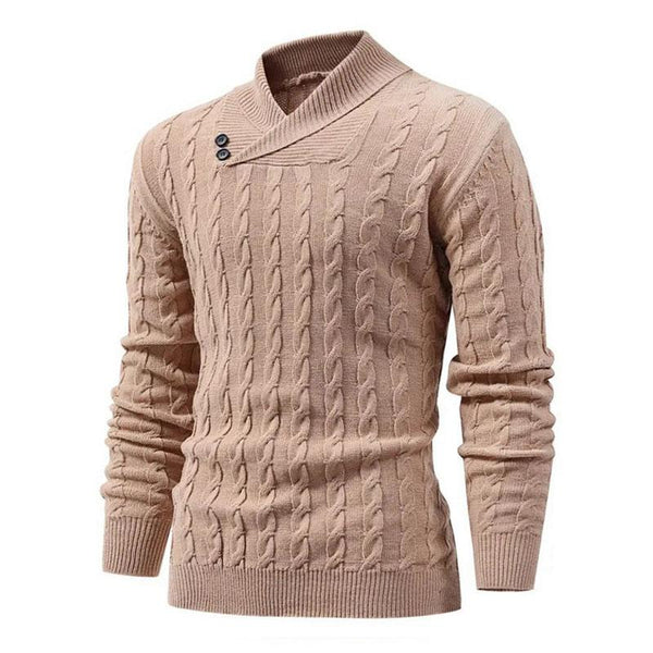 Men's Casual Thin Lapel Twist Slim Fit Knitted Pullover Sweater 96731494M