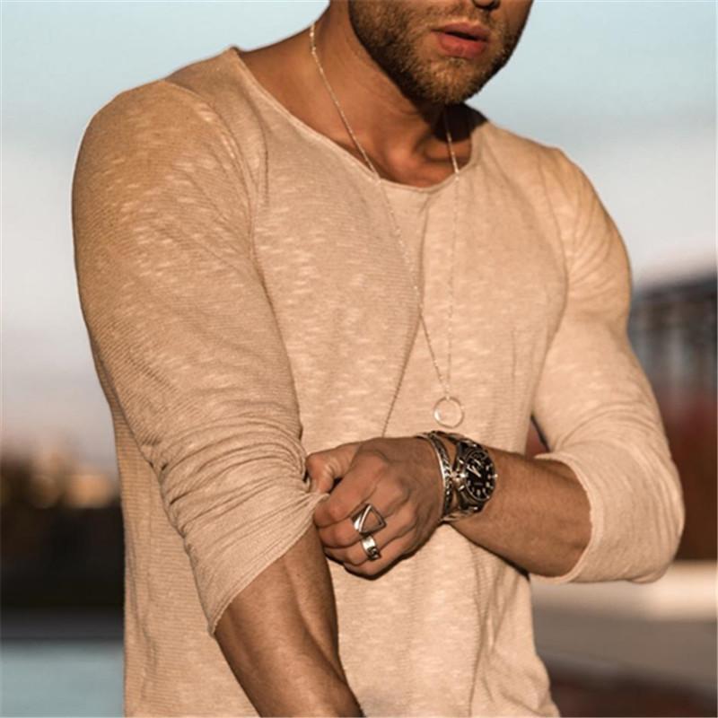 Men's Casual Round Neck Long Sleeve Loose T-shirt 32815999M