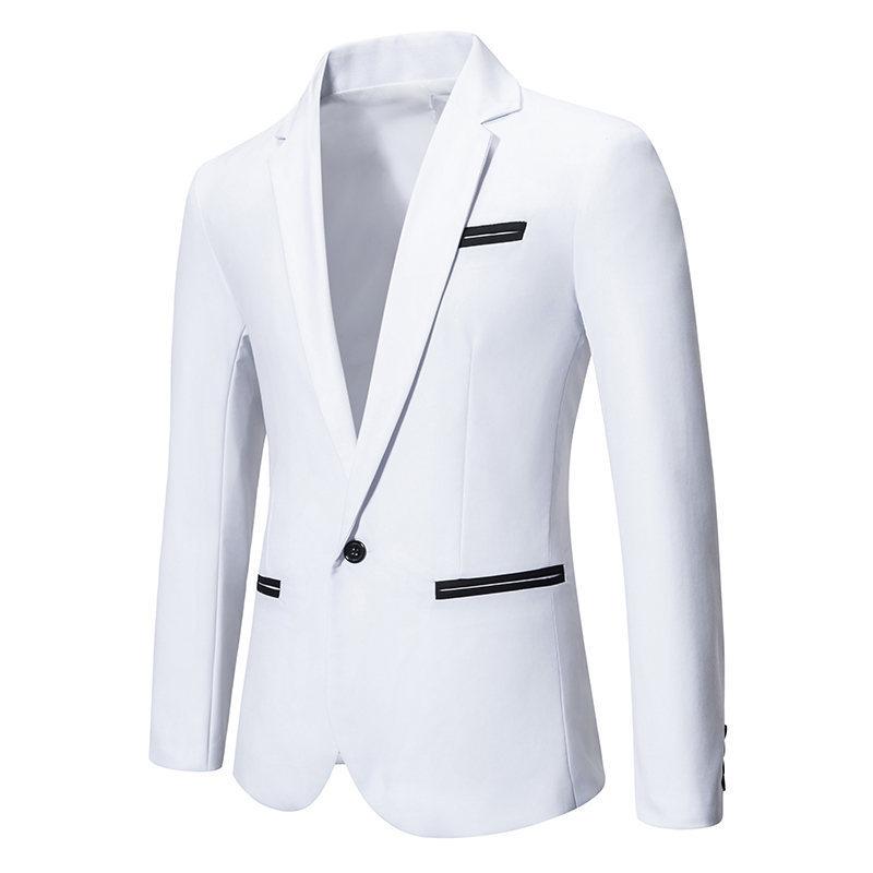 Men's Colorblock Slim Fit Lapel Single Button Blazer 11088297Y