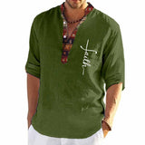 Men's Beach Vacation Color Block Print Stand Collar Long Sleeve Shirt 69983224X