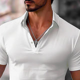 Men's Solid Color Lapel Casual POLO Shirt 14971392X