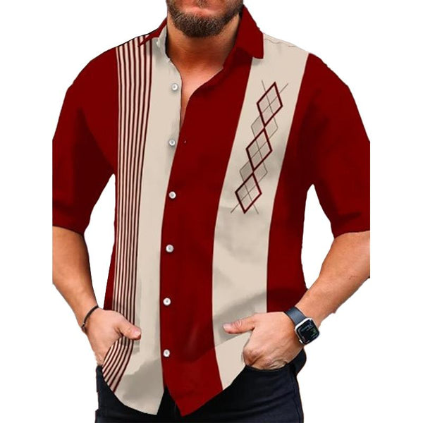 Men's Geometric Print Short Sleeve Shirt 68540714X