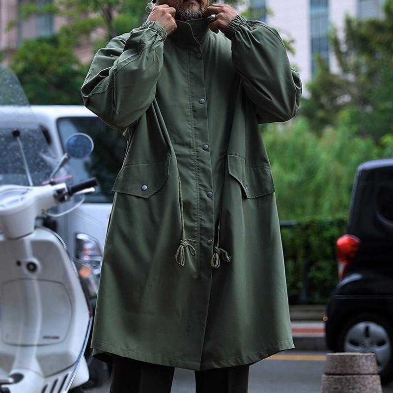 Men's Retro Casual Solid Color Drawstring Long Trench Coat 49229239TO