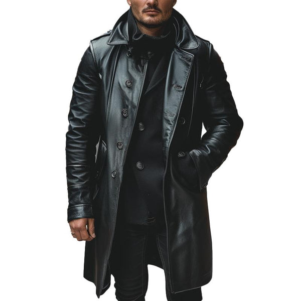 Men's Biker Button Leather Coat 17323597X