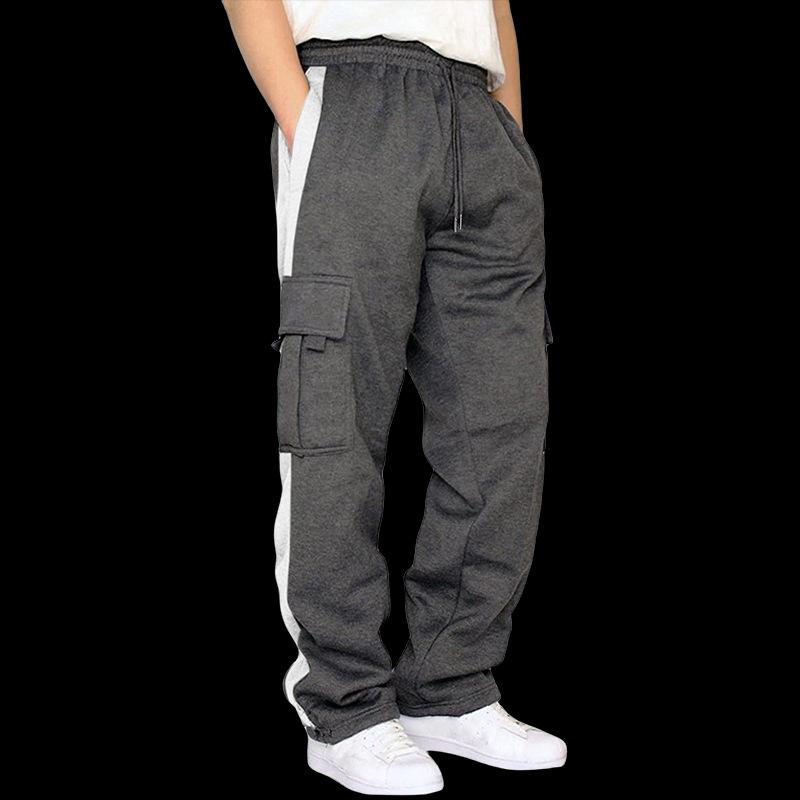 Men's Fleece Colors Loose Multi -pocket Casual Pants 84668543U