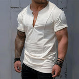 Men's Casual Stitching V-neck Short-sleeved T-shirt 69452306TO