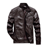 Men's Distressed Stand Collar Leather Jacket 91587482F