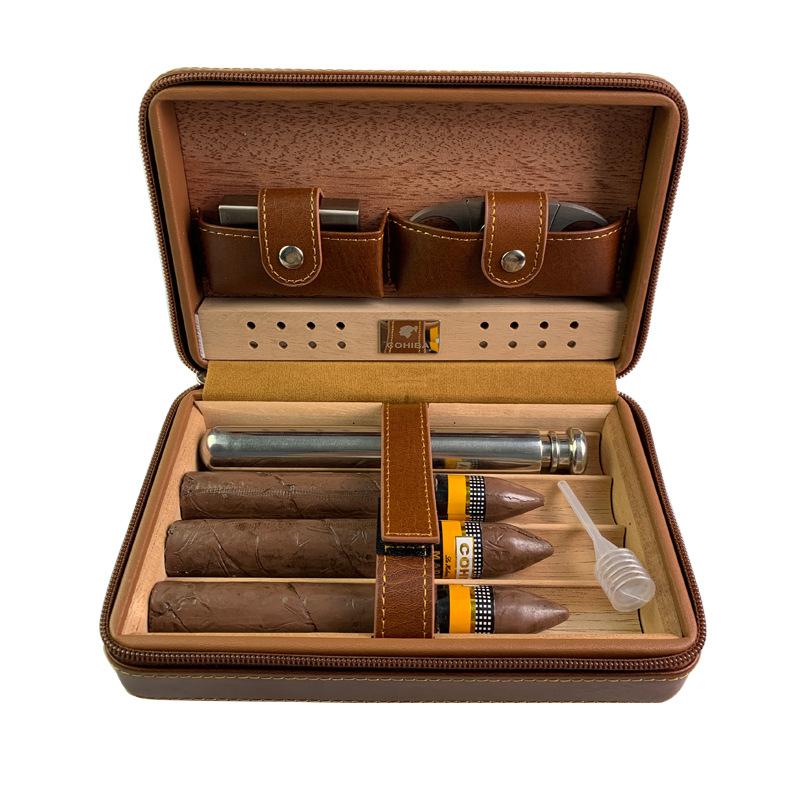 Estuche de cuero para guardar humidor de puros portátil para hombre 77717740K