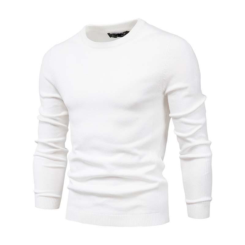 Men's Classic Casual Solid Color Round Neck Slim Sweater 81109540K