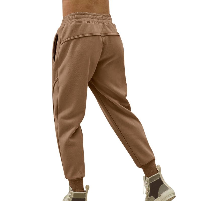 Men's Casual Solid Color Elastic Waist Slim Fit Sports Pants 93884618M