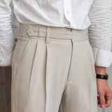 Men's British Neapolitan High Waist Straight Suit Pants 29719613M