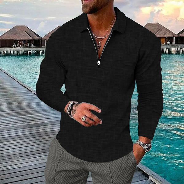 Men's Retro Casual Print Long Sleeve Polo Shirt 64751146TO