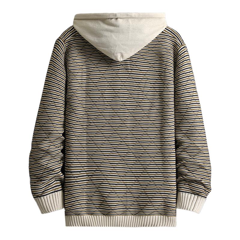 Men's Casual Contrast Striped Knitted Sports Hoodie 25150672M