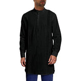 Men's Casual Solid Color Henley Collar Long Sleeve Shirt 37450817Y