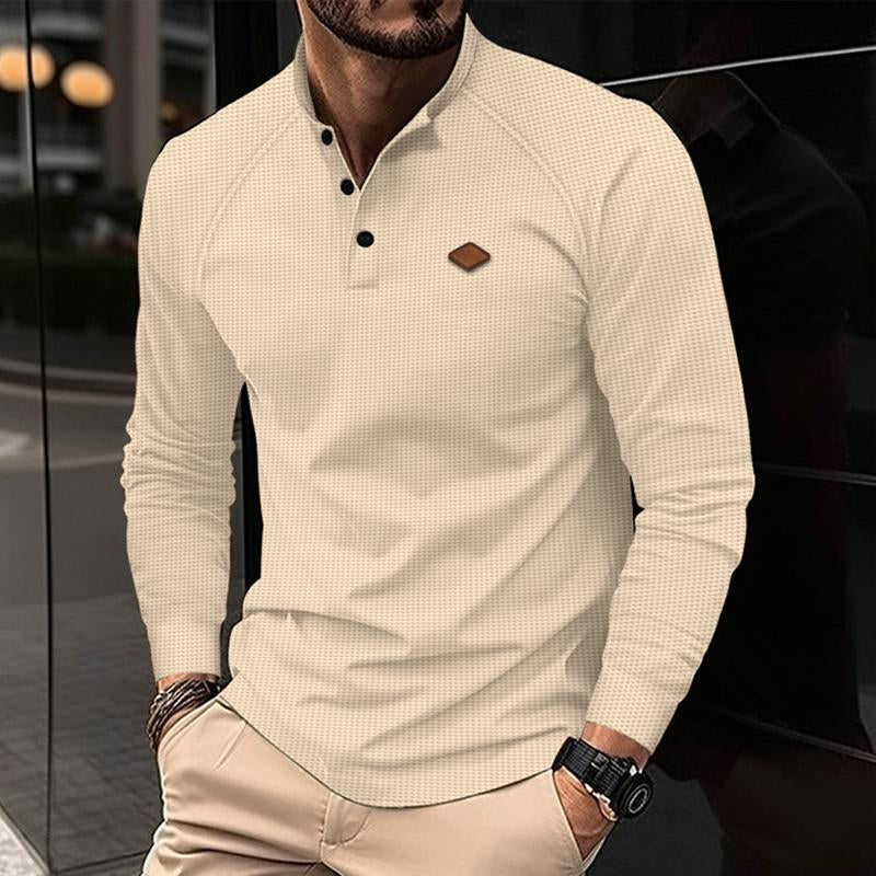 Men's Casual Waffle Henley Collar Raglan Long Sleeve T-Shirt 51518862Y