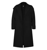 Men's Turn-down Collar Double Breasted Solid Long Coat 63857145Z