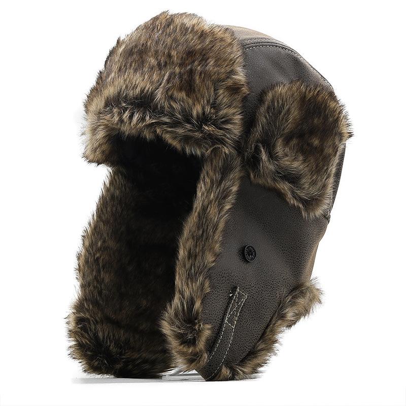 Men's Thick Warm Ear Protection Leather Hat 55478529U